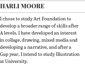 Harli Moore I chose to study Art Foundation to develop a broader range of skills after A levels  I have developed an    